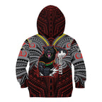Custom Penrith Panthers Kid Hoodie Black Panther Warrior Polynesia Islander Rugby Mascot