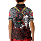 Custom Penrith Panthers Kid Polo Shirt Black Panther Warrior Polynesia Islander Rugby Mascot