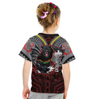 Custom Penrith Panthers Kid T Shirt Black Panther Warrior Polynesia Islander Rugby Mascot