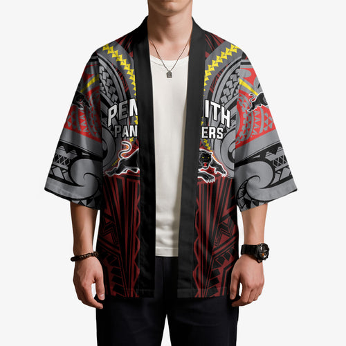 Custom Penrith Panthers Kimono Black Panther Warrior Polynesia Islander Rugby Mascot