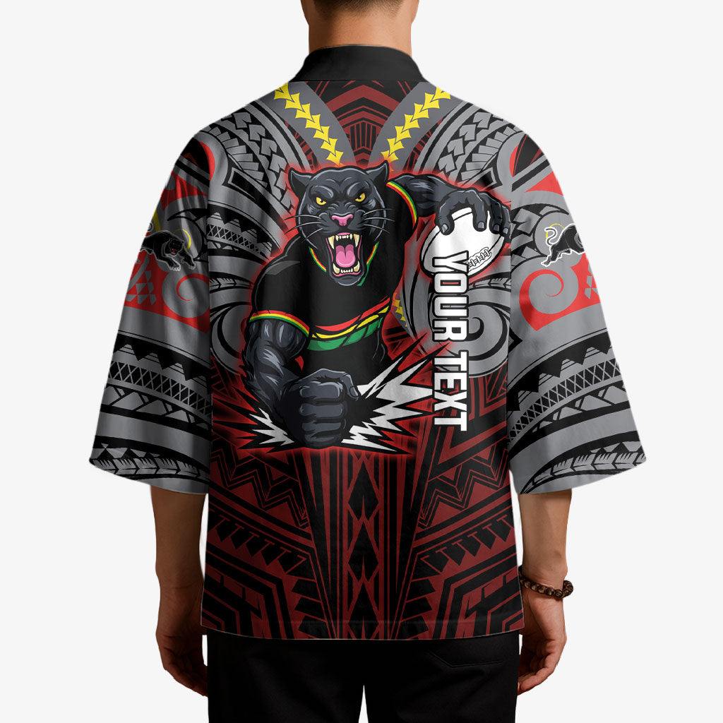 Custom Penrith Panthers Kimono Black Panther Warrior Polynesia Islander Rugby Mascot