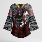Custom Penrith Panthers Kimono Sleeve Blouse Black Panther Warrior Polynesia Islander Rugby Mascot