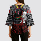 Custom Penrith Panthers Kimono Sleeve Blouse Black Panther Warrior Polynesia Islander Rugby Mascot