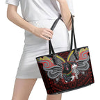 Custom Penrith Panthers Leather Tote Bag Black Panther Warrior Polynesia Islander Rugby Mascot