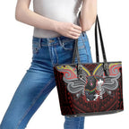 Custom Penrith Panthers Leather Tote Bag Black Panther Warrior Polynesia Islander Rugby Mascot