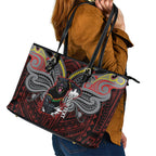 Custom Penrith Panthers Leather Tote Bag Black Panther Warrior Polynesia Islander Rugby Mascot