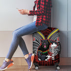 Custom Penrith Panthers Luggage Cover Black Panther Warrior Polynesia Islander Rugby Mascot