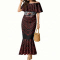Custom Penrith Panthers Mermaid Dress Black Panther Warrior Polynesia Islander Rugby Mascot