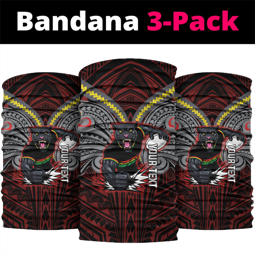 Custom Penrith Panthers Neck Gaiter Black Panther Warrior Polynesia Islander Rugby Mascot