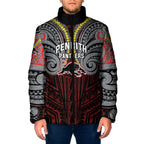 Custom Penrith Panthers Padded Jacket Black Panther Warrior Polynesia Islander Rugby Mascot