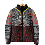Custom Penrith Panthers Padded Jacket Black Panther Warrior Polynesia Islander Rugby Mascot