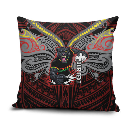 Custom Penrith Panthers Pillow Cover Black Panther Warrior Polynesia Islander Rugby Mascot