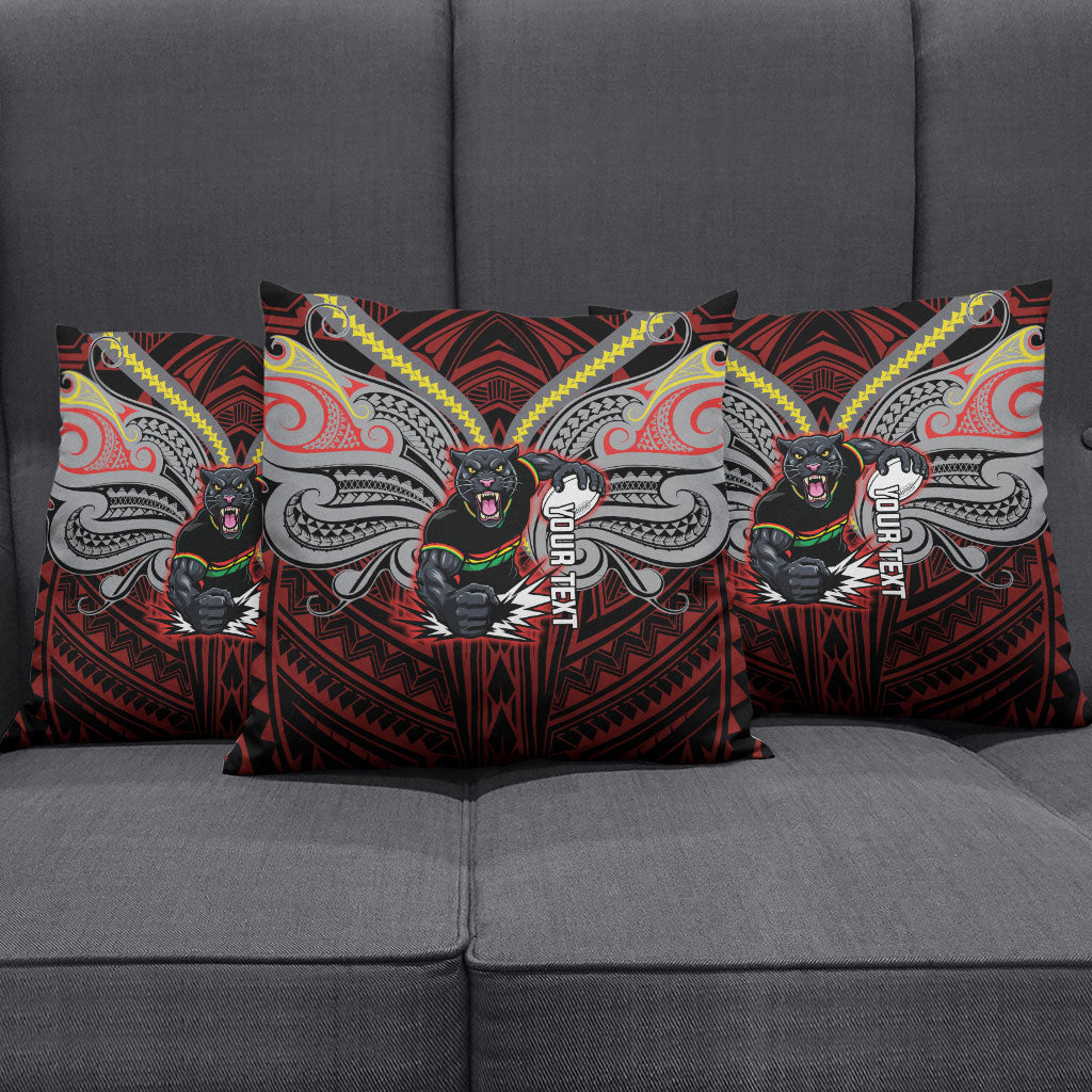 Custom Penrith Panthers Pillow Cover Black Panther Warrior Polynesia Islander Rugby Mascot