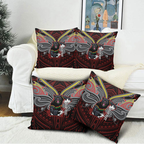 Custom Penrith Panthers Pillow Cover Black Panther Warrior Polynesia Islander Rugby Mascot