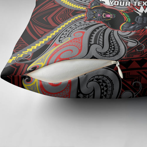 Custom Penrith Panthers Pillow Cover Black Panther Warrior Polynesia Islander Rugby Mascot