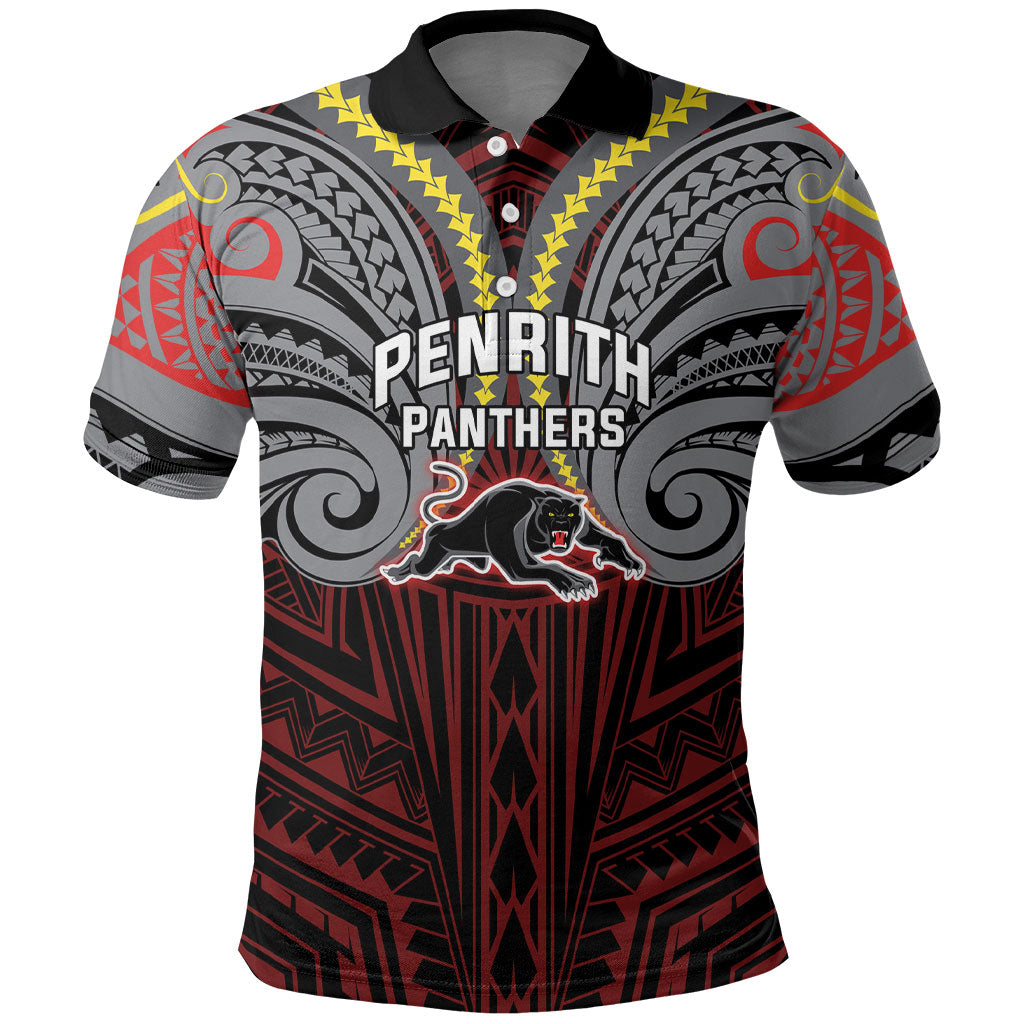Custom Penrith Panthers Polo Shirt Black Panther Warrior Polynesia Islander Rugby Mascot