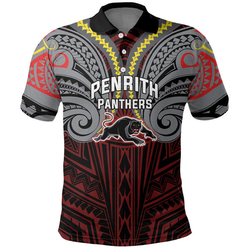 Custom Penrith Panthers Polo Shirt Black Panther Warrior Polynesia Islander Rugby Mascot