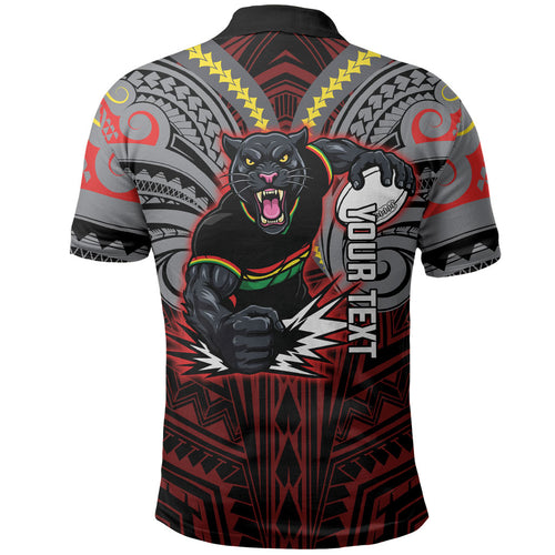 Custom Penrith Panthers Polo Shirt Black Panther Warrior Polynesia Islander Rugby Mascot