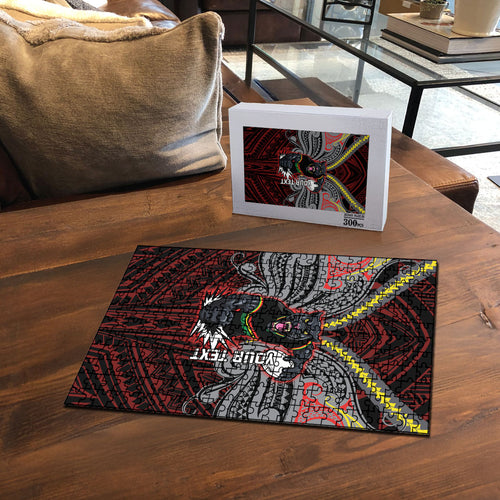 Custom Penrith Panthers Puzzle Black Panther Warrior Polynesia Islander Rugby Mascot