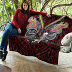 Custom Penrith Panthers Quilt Black Panther Warrior Polynesia Islander Rugby Mascot