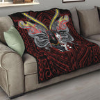 Custom Penrith Panthers Quilt Black Panther Warrior Polynesia Islander Rugby Mascot