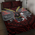 Custom Penrith Panthers Quilt Bed Set Black Panther Warrior Polynesia Islander Rugby Mascot