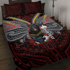 Custom Penrith Panthers Quilt Bed Set Black Panther Warrior Polynesia Islander Rugby Mascot