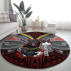 Custom Penrith Panthers Round Carpet Black Panther Warrior Polynesia Islander Rugby Mascot