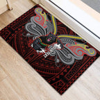 Custom Penrith Panthers Rubber Doormat Black Panther Warrior Polynesia Islander Rugby Mascot