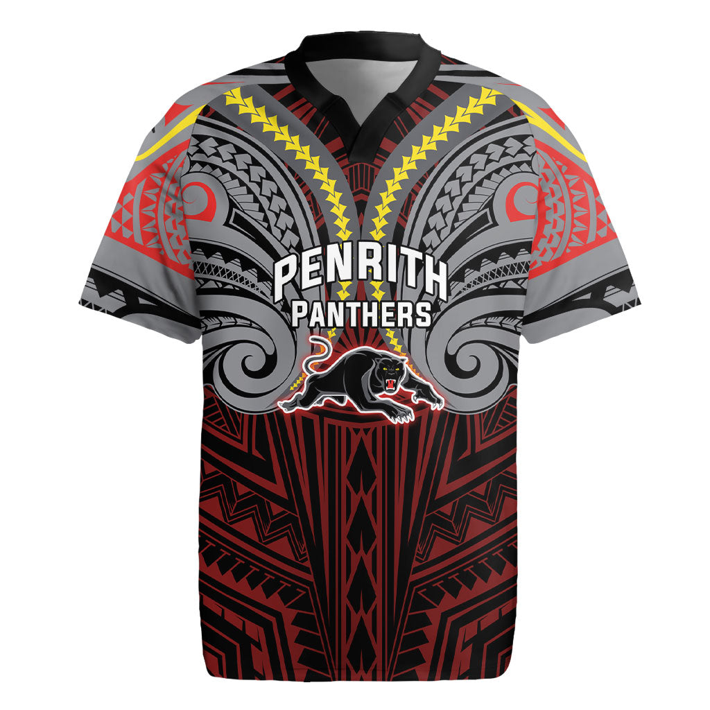 Custom Penrith Panthers Rugby Jersey Black Panther Warrior Polynesia Islander Rugby Mascot