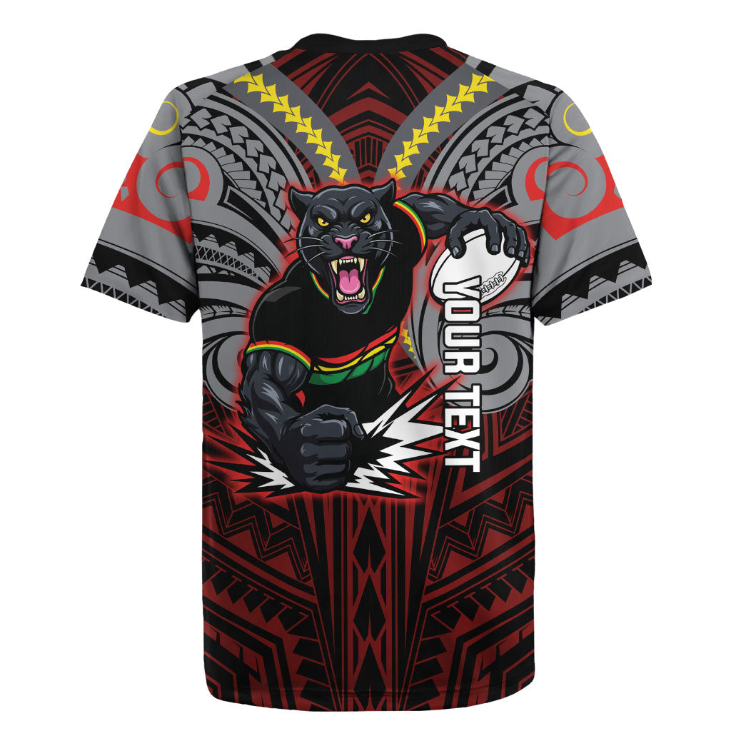 Custom Penrith Panthers Rugby Jersey Black Panther Warrior Polynesia Islander Rugby Mascot