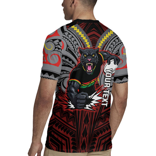 Custom Penrith Panthers Rugby Jersey Black Panther Warrior Polynesia Islander Rugby Mascot
