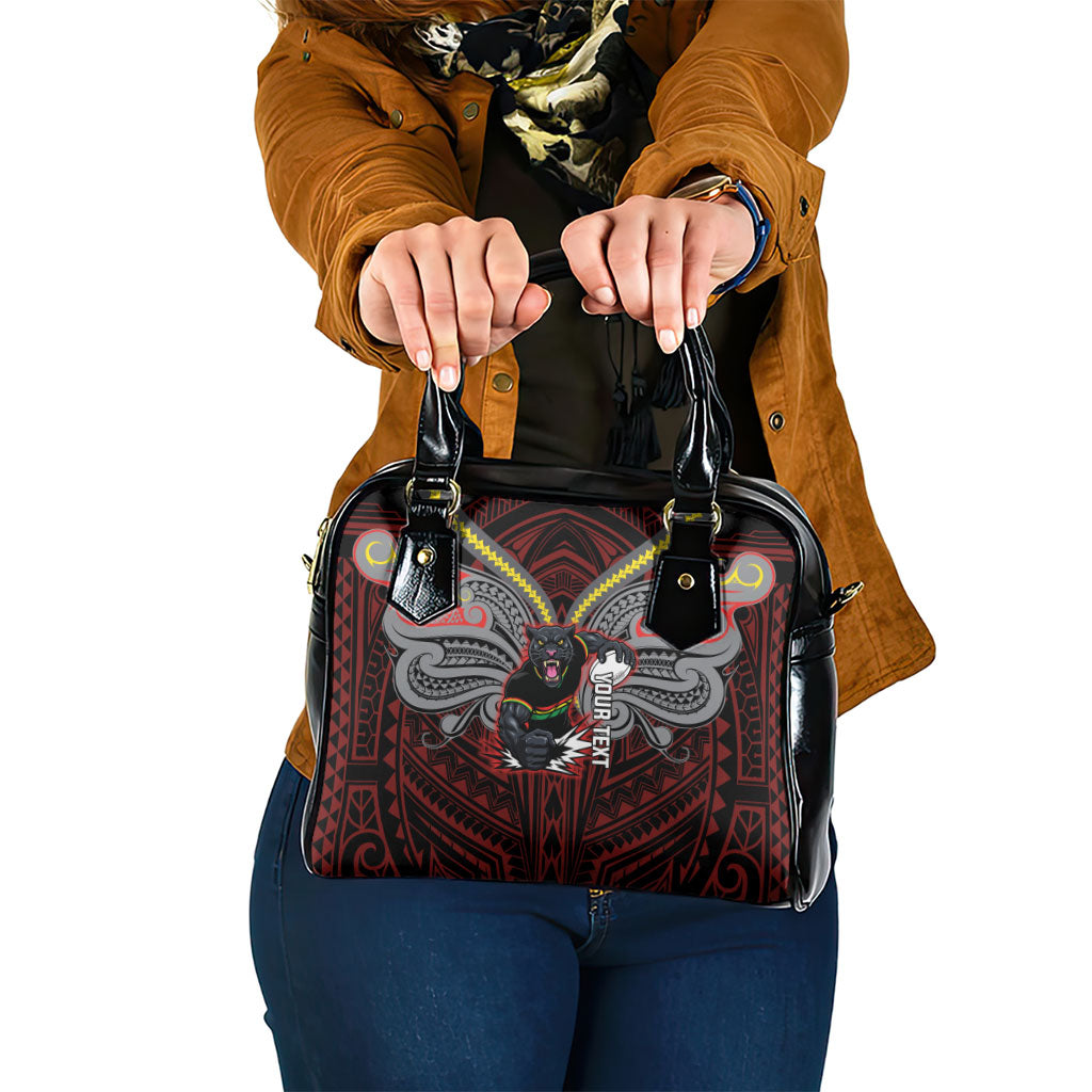 Custom Penrith Panthers Shoulder Handbag Black Panther Warrior Polynesia Islander Rugby Mascot