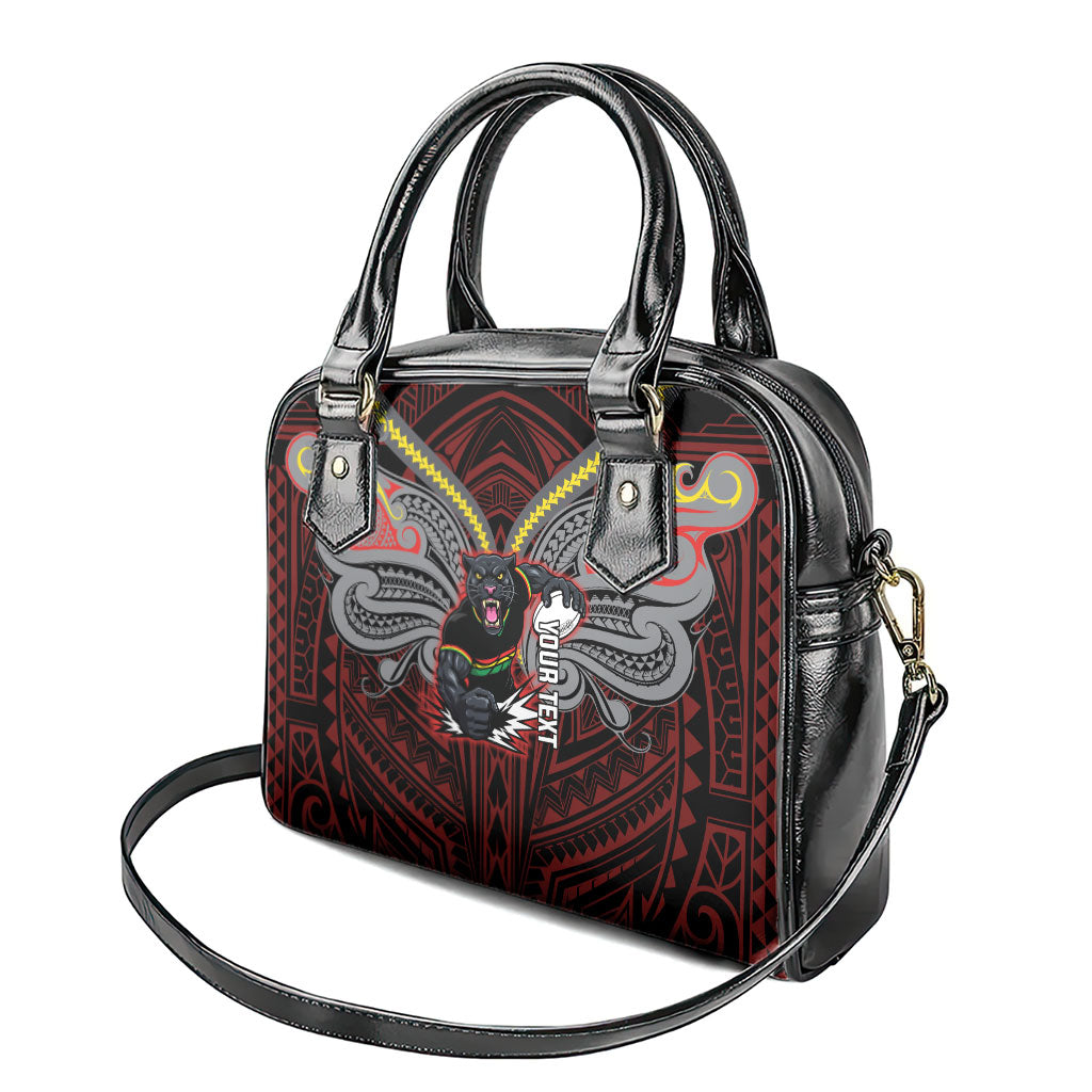 Custom Penrith Panthers Shoulder Handbag Black Panther Warrior Polynesia Islander Rugby Mascot