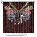 Custom Penrith Panthers Shower Curtain Black Panther Warrior Polynesia Islander Rugby Mascot
