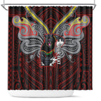 Custom Penrith Panthers Shower Curtain Black Panther Warrior Polynesia Islander Rugby Mascot