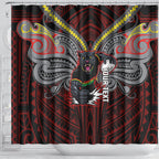 Custom Penrith Panthers Shower Curtain Black Panther Warrior Polynesia Islander Rugby Mascot