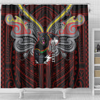 Custom Penrith Panthers Shower Curtain Black Panther Warrior Polynesia Islander Rugby Mascot