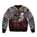Custom Penrith Panthers Sleeve Zip Bomber Jacket Black Panther Warrior Polynesia Islander Rugby Mascot
