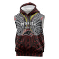 Custom Penrith Panthers Sleeveless Hoodie Black Panther Warrior Polynesia Islander Rugby Mascot