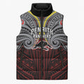 Custom Penrith Panthers Sleeveless Puffer Jacket Black Panther Warrior Polynesia Islander Rugby Mascot