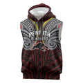 Custom Penrith Panthers Sleeveless Zip Hoodie Black Panther Warrior Polynesia Islander Rugby Mascot