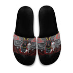 Custom Penrith Panthers Slide Sandals Black Panther Warrior Polynesia Islander Rugby Mascot