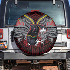 Custom Penrith Panthers Spare Tire Cover Black Panther Warrior Polynesia Islander Rugby Mascot
