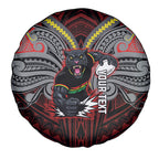 Custom Penrith Panthers Spare Tire Cover Black Panther Warrior Polynesia Islander Rugby Mascot