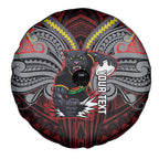 Custom Penrith Panthers Spare Tire Cover Black Panther Warrior Polynesia Islander Rugby Mascot