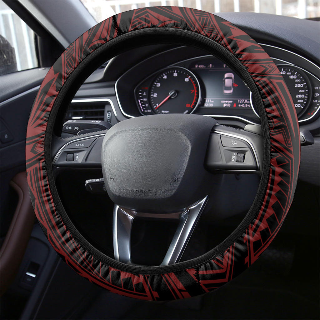 Penrith Panthers Steering Wheel Cover Black Panther Warrior Polynesia Islander Rugby Mascot
