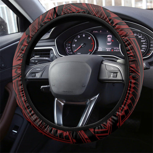 Penrith Panthers Steering Wheel Cover Black Panther Warrior Polynesia Islander Rugby Mascot