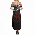 Custom Penrith Panthers Summer Maxi Dress Black Panther Warrior Polynesia Islander Rugby Mascot