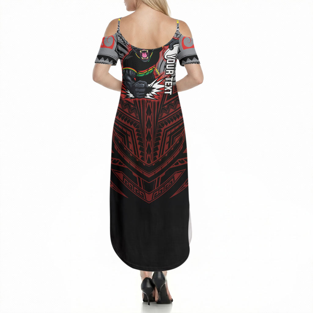 Custom Penrith Panthers Summer Maxi Dress Black Panther Warrior Polynesia Islander Rugby Mascot